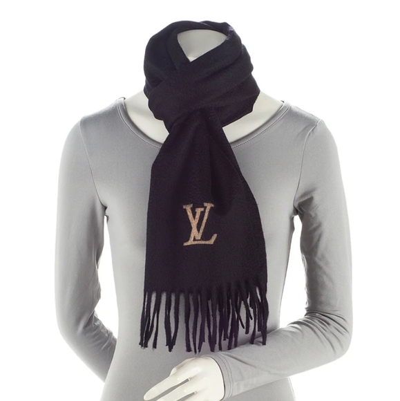 LOUIS VUITTON ✨️ EUC Cashmere Black Scarf - Picture 11 of 13